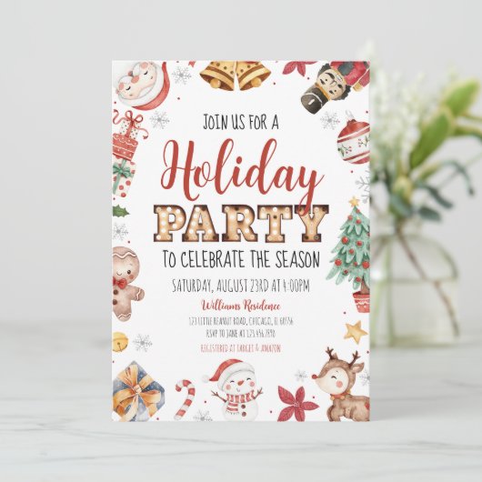 Feiertagsfeier Saison Einladung (Stehend Vorderseite)