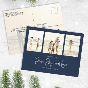 Feiertagsfrieden Freude Liebe Elegante Schneeflock Feiertagspostkarte
