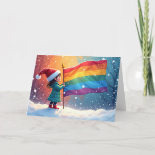 Feiertagsgeist Regenbogen-Stolzflagge Elf Feiertagskarte