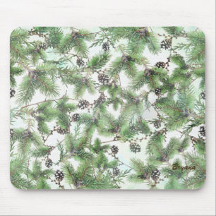 Feiertagsgrün & Kiefernzapfen Land Winter Landhaus Mousepad