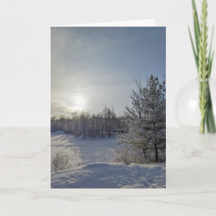 Feiertagsgrüße an einem schneebedeckten Morgen Feiertagskarte