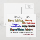 Feiertagsgrüße Feiertagspostkarte (Vorne/Hinten)