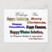 Feiertagsgrüße Feiertagspostkarte (Vorderseite)