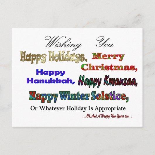 Feiertagsgrüße Feiertagspostkarte (Vorderseite)