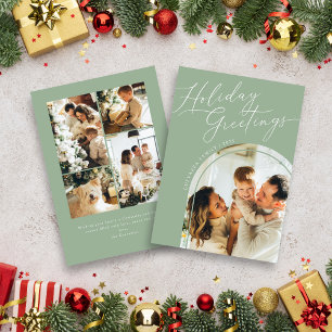 Feiertagsgrüße Fünf Foto Weihnachten Salbei Grün