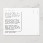 Feiertagsjubiläum, verspätete Grüße dieses Jahr Feiertagspostkarte (Rückseite)