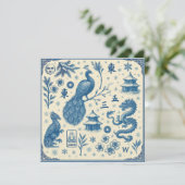 Feiertagskarten - Mahjong Toile - Flach zweiseitig Feiertagskarte (Stehend Vorderseite)