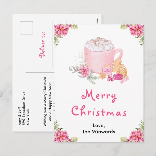 Feiertagskekse und Kakao Pink Frohe Weihnachten (Vorne/Hinten)