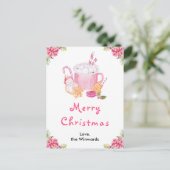 Feiertagskekse und Kakao Pink Frohe Weihnachten (Stehend Vorderseite)