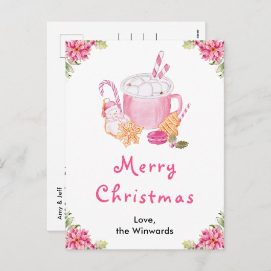 Feiertagskekse und Kakao Pink Frohe Weihnachten (Vorne/Hinten)