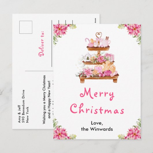 Feiertagskekse und Kakao Pink Frohe Weihnachten (Vorne/Hinten)