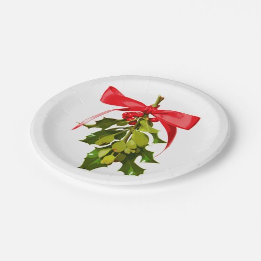 Feiertagsmistelzweig Pappteller (Schrägansicht)