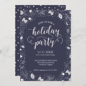 Feiertagsparty Einladung Kalligrafie Winter Foliag (Vorne/Hinten)
