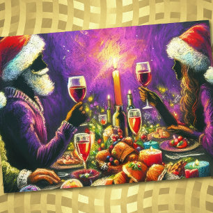 Feiertagsparty Pastellzeichnung Weihnachtsmann Lil Einladung
