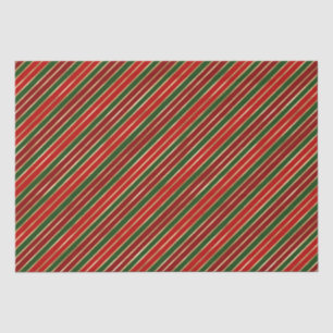Feiertagsrot, Gold und Grün Weihnachtsstreifen Seidenpapier