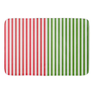 Feiertagsrot und Elfengrün Candy Stripe Gestreift Badematte