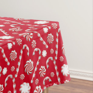 Feiertagsrotes und weißes Winter-Weihnachts-Candy- Tischdecke