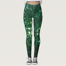 Feiertagsschein Glitz-Grün-Glitzerdruck Leggings