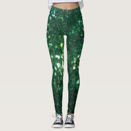 Feiertagsschein Glitz-Grün-Glitzerdruck Leggings