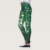 Feiertagsschein Glitz-Grün-Glitzerdruck Leggings (Links)