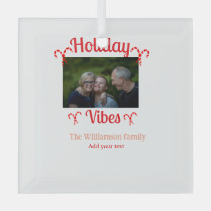Feiertagsstimmung rote Familienfoto Name Süßigkeit Ornament Aus Glas