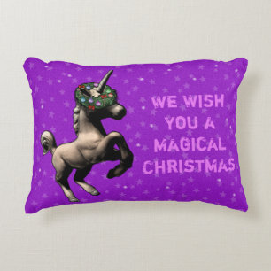 "Feiertagunicorn-" Weihnachtsakzent-Kissen (lila) Dekokissen
