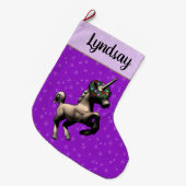 "Feiertagunicorn-" WeihnachtsStrumpf (PurpleAlt) Großer Weihnachtsstrumpf (Vorderansicht (hängend))