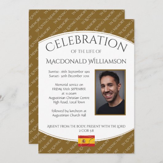 FEIERUNG DES Fotos "Lebensgedankliche Beerdigung S Einladung (Vorne/Hinten)