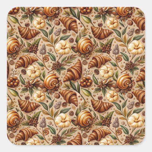 Feige Croissants Quadratischer Aufkleber (Vorderseite)
