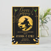 Feige, Hexen Girls Night Party Halloween Einladung (Stehend Vorderseite)