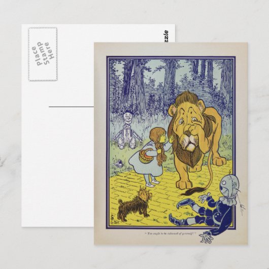 Feige Löwe Wizard von Oz Buchseite Postkarte (Vorne/Hinten)
