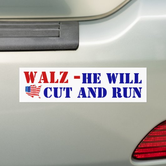 Feige TIM WALZ schneiden und rennen VOTE USA! Flag Autoaufkleber (Auf Auto)