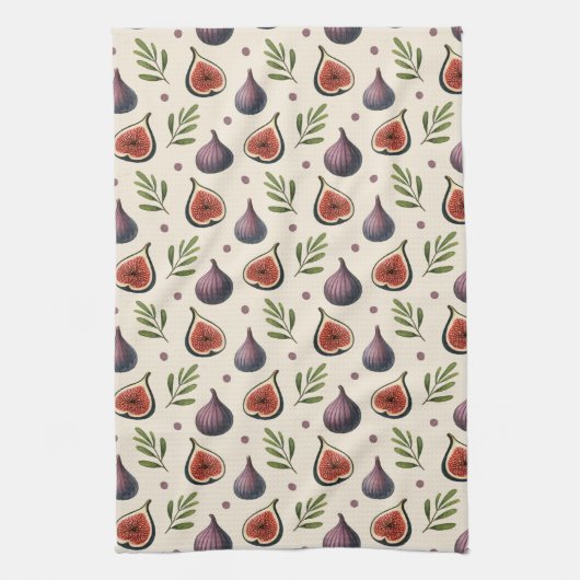 Feigen- Blätter- Muster Geschirrtuch (Vertikal)