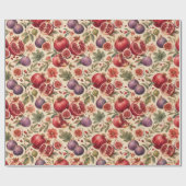 Feigen-Granatapfel-Aquarell-Fruchtmuster-Geschenk Geschenkpapier (Flach)