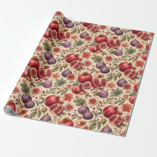 Feigen-Granatapfel-Aquarell-Fruchtmuster-Geschenk Geschenkpapier