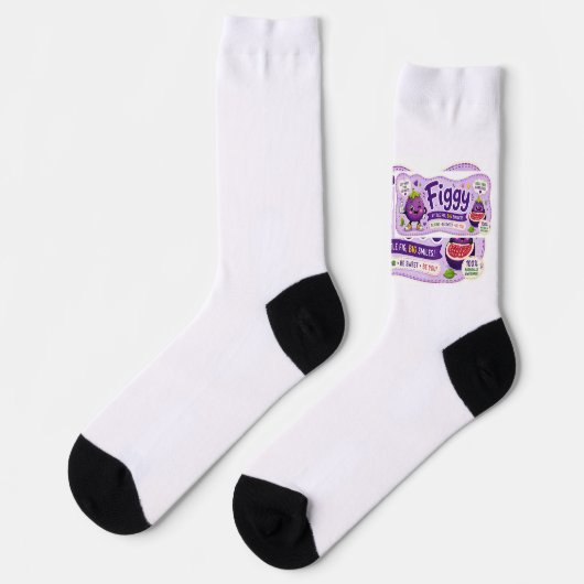 Feigen-Sprüche bestickt. Kleine Feige, Socken (Linkes Detail)
