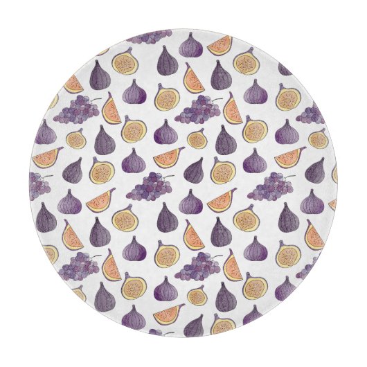 Feigen und Trauben, Lila Lebensmittel Schneidebrett (Vorderseite)