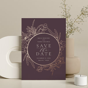 Feigenblatt Florales Folien-Save-the-Date-Karte Folieneinladung