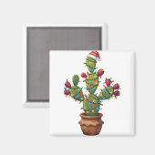 Feigenkaktus mit hellen farbenfrohen Weihnachten Magnet (Vorderseite/Rückseite)