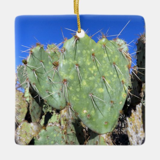 Feigenkaktusherzen Keramikornament (Vorderseite)