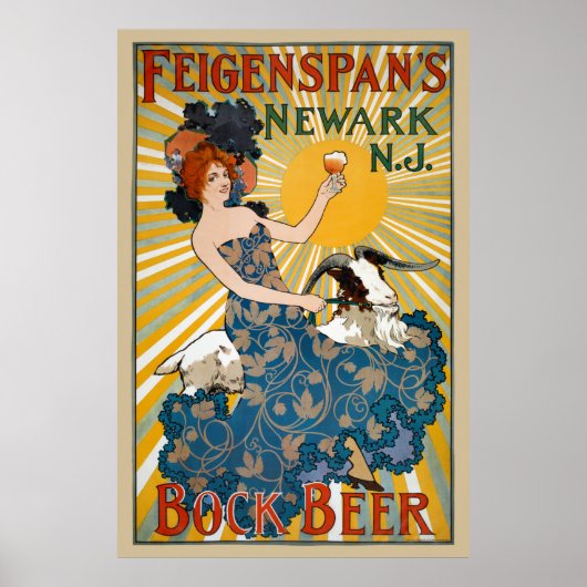 Feigenspans Bock Beer Vintage Poster der 1890er Ja (Vorne)