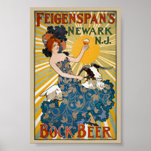 Feigenspans Bock Beer Vintage Poster der 1890er Ja