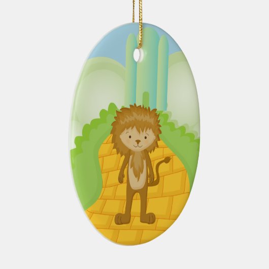 Feiger Löwe auf gelber Keramikornament (Rechts)