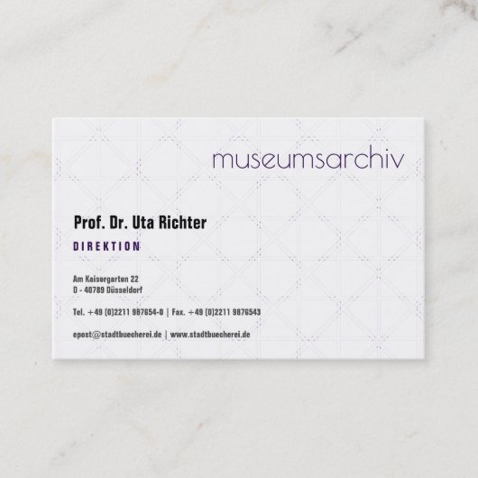 fein bemustert, klar, gut lesbar visitenkarte (Vorderseite)