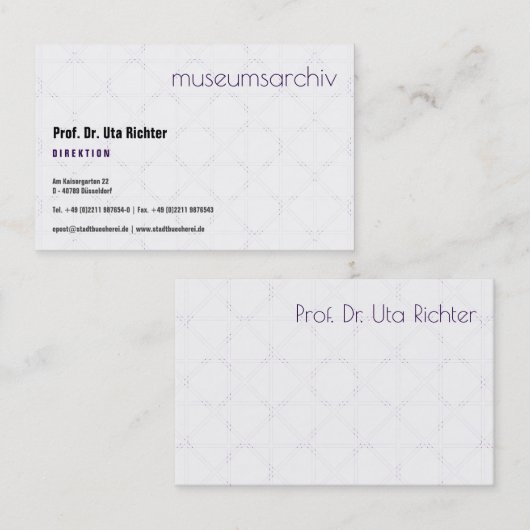 fein bemustert, klar, gut lesbar visitenkarte (Vorne/Hinten)