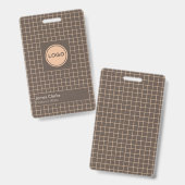 Fein braunes, cremefarbenes Muster mit Logo Ausweis (Vorder- & Rückseite)