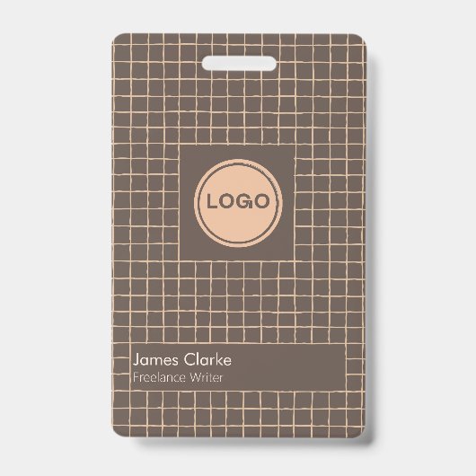 Fein braunes, cremefarbenes Muster mit Logo Ausweis (Vorderseite)