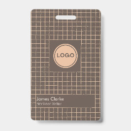 Fein braunes, cremefarbenes Muster mit Logo Ausweis