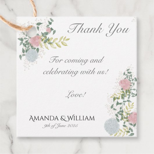 Fein geblüht Hochzeit Geschenkanhänger (Vorderseite)