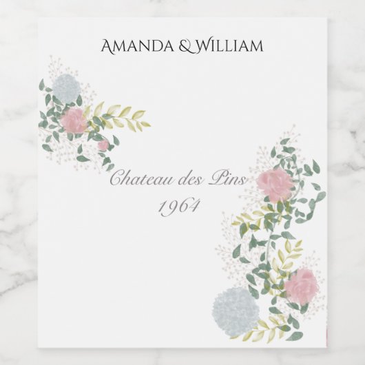 Fein geblüht Hochzeit Weinetikett (Einzelnes Label)